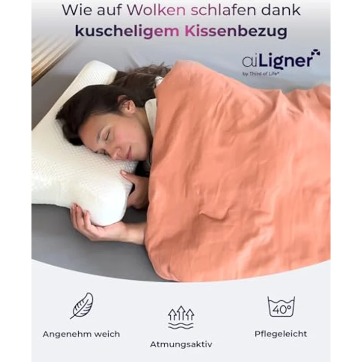 Third of Life aiLigner orthopädisches Nackenkissen, 3-lagig & höhenverstellbar | Memory Foam gegen Nackenschmerzen | Nackenstütz-Kissen für alle Schlafpositionen, blau – Bild 4