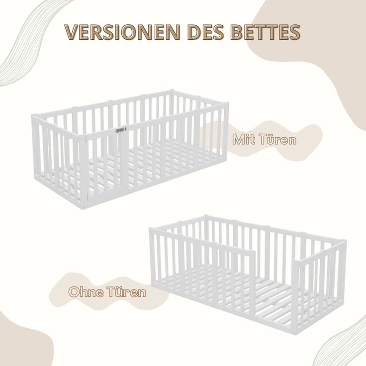 Crazy Pine 'Crazy John' Kinderbett mit hohem Rausfallschutz 73 cm, Holz, Weiß, 90x180 cm – Bild 7