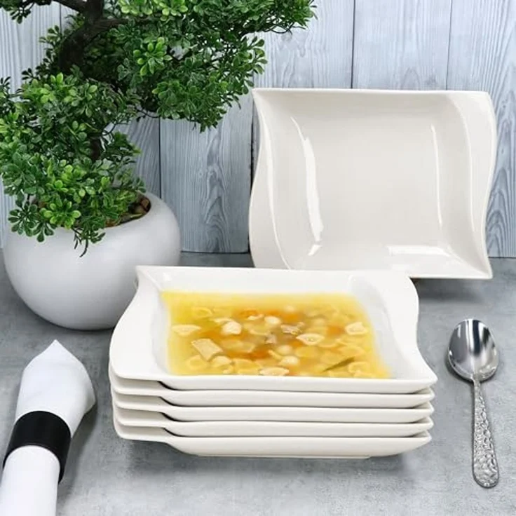 MamboCat Suppenteller 6er Set Ivory Suppenteller Porzellan 6 Personen tiefe Teller Pasta – Bild 3