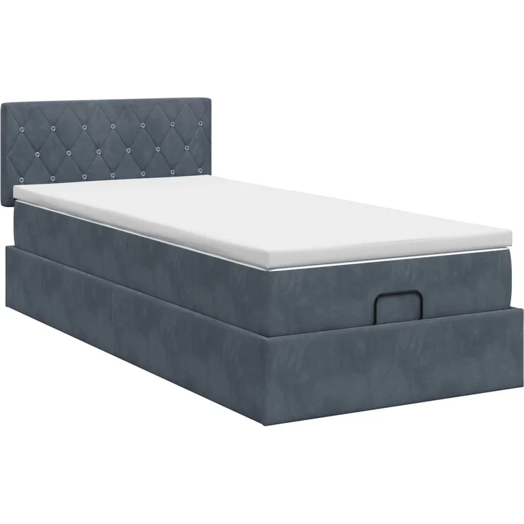 vidaXL Ottoman Bett mit Matratze Dunkelgrau 100 x 200 cm Samt 3456466 – Bild 8
