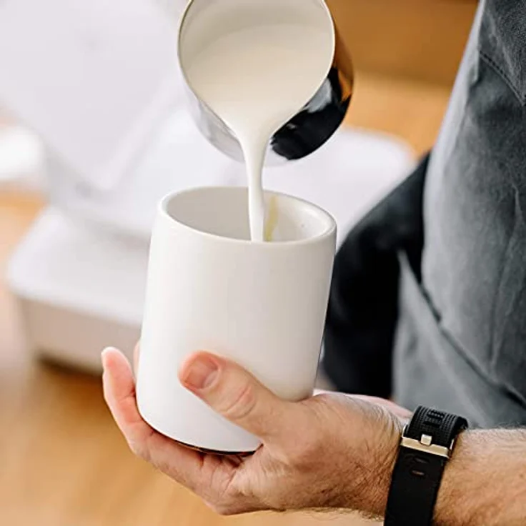 Fellow Doppelwandige Milchkunst-Keramikbecher Latte (11 Unzen) Mattes Weiß – Bild 7