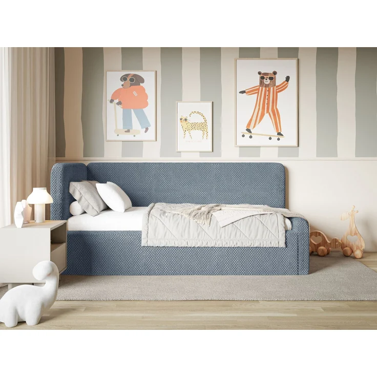 Selsey Fanko –Jugendbett 90x200 cm mit Kopfteil links, Plüsch, Blau – Bild 2