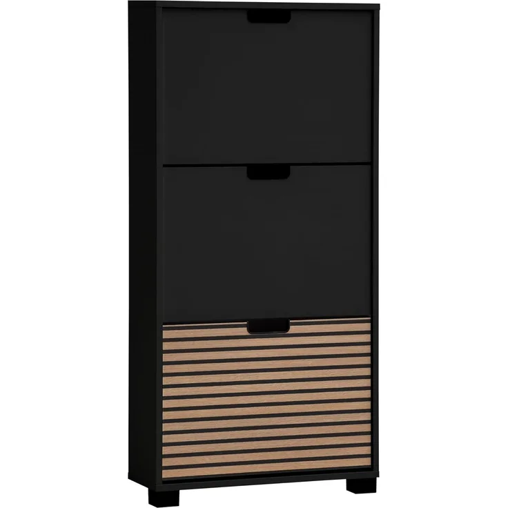 Schildmeyer Schuhschrank Schuhkipper Ryker 160033, Schwarzmatt/Akustikpaneel Optik, 59,8 x 19,5 x 124 cm