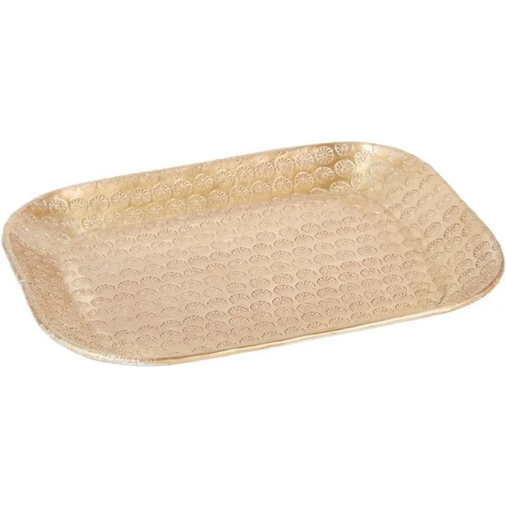 Marrakesch Orient & Mediterran Interior Dekotablett Tablett Kerzentablett Skandinavisch Janshir Gold 28cm Eckig, Handarbeit – Bild 4
