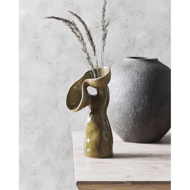Blumenvase CALAMUS Steinzeug 28 cm Grün – Bild 3