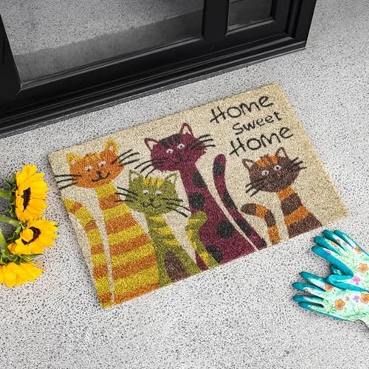 matches21 HOME & HOBBY Fußmatte Kokosmatte Katzen Sweet Home 40x60 cm als aussen Sauberlaufmatte, rechteckig, Höhe: 15 mm, Rutschfeste Spruch Kokos-Türmatte als Outdoor Schmutzfangmatte – Bild 5