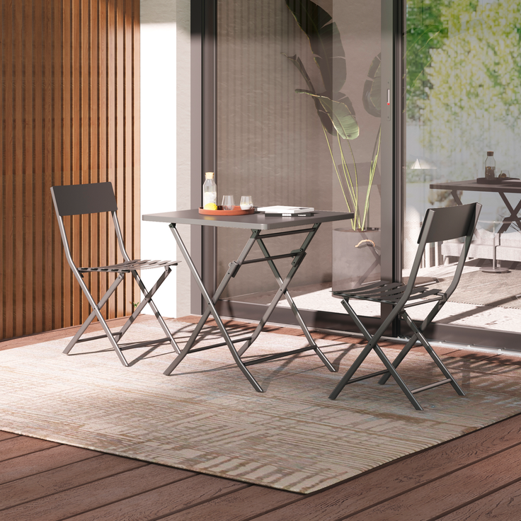 2LIDO Bistro-Set, Iron-Grey2x Klappstuhl + 1 Klappstisch – Bild 2