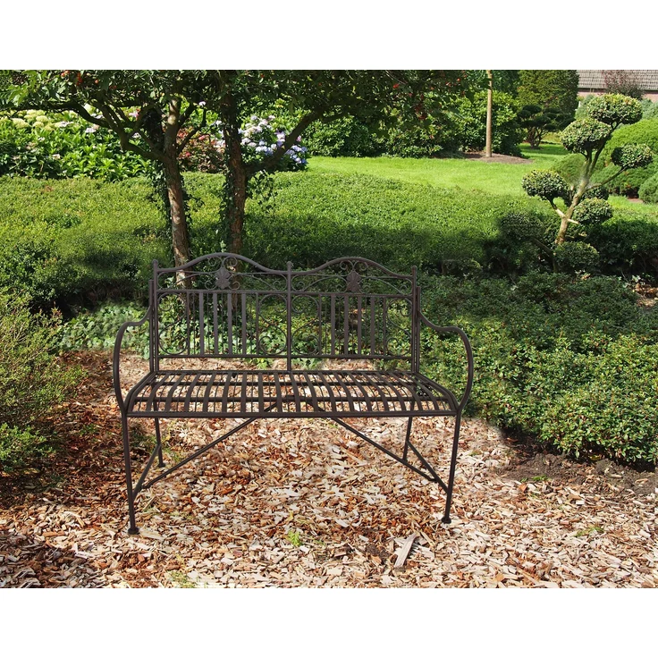 Gartenbank SIGNE - 106cm Breit, Stahl, Braun | Terrassenbank Wetterfest Sitzbank Outdoor Bank – Bild 2