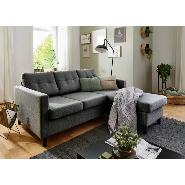 ATLANTIC home collection Ecksofa Tea L-Form, Ecksofa, frei im Raum stellbar und Recamiere beidseitig montierbar – Bild 1