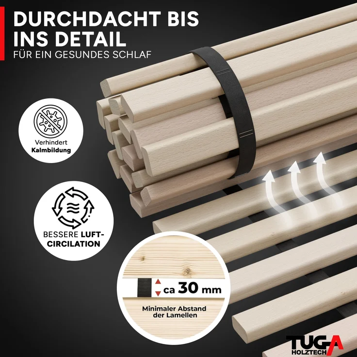 Rollrost Lattenrost -NEU- " Buchen - Xandi " 22mm 90 x 210 cm bis 650kg – Bild 9