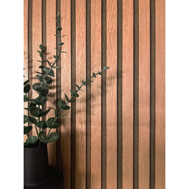 Newroom Vliestapete, Bronze Tapete Glamour Paneele - Wandpaneele Holzpaneele Kupfer Metallic Modern Skandinavisch Lamelle Streifen für Wohnzimmer Schlafzimmer Küche – Bild 1