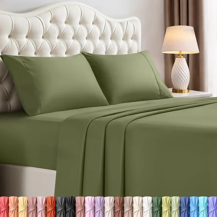 Utopia Bedding Bettwäsche-Set für Kingsize-Bett, 4-teilig, gebürstete Mikrofaser, schrumpft und lichtbeständig, pflegeleicht (Kingsize, Olivgrün)
