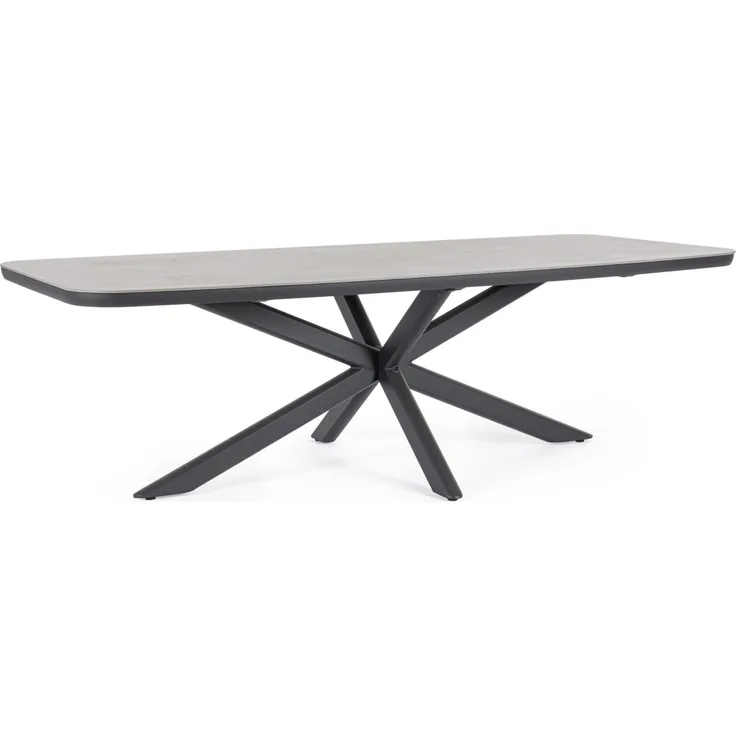 Gartenesstisch Isacco aus Aluminium und Stein, modern, anthrazit, für 6–8 Personen, 240x110 cm