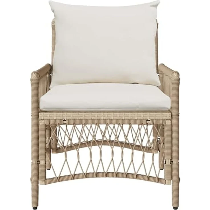 vidaXL Gartenstuhl mit Kissen Beige 73 x 61 x 77 cm Poly-Rattan 42006221 – Bild 5