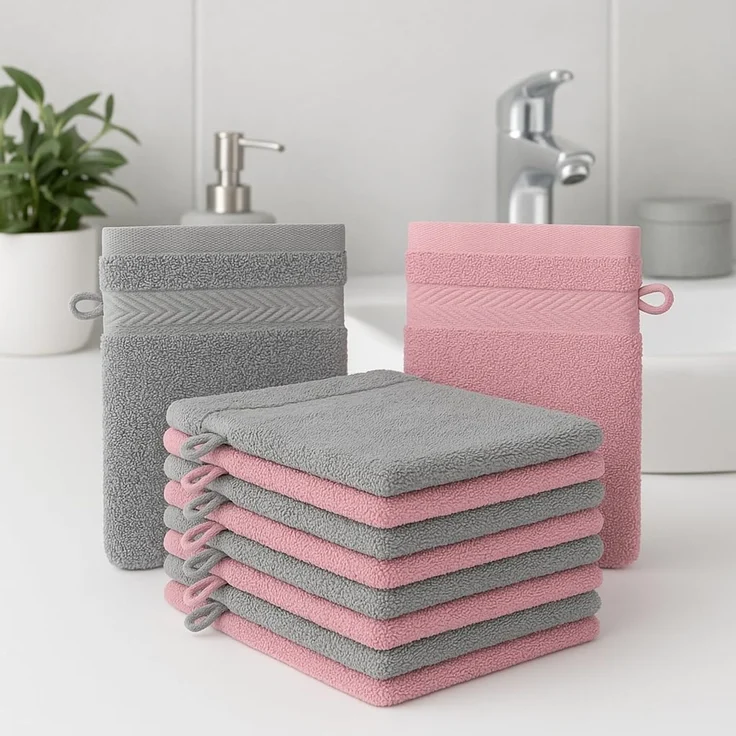 Betz Waschhandschuh 10 Stück Premium 16x21 cm Farbe altrosa und anthrazit, (10-St) – Bild 6