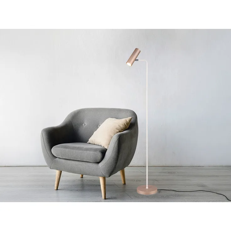 LED Leseleuchte Metall Coffee / Weiß, Spot schwenkbar, Höhe 151cm