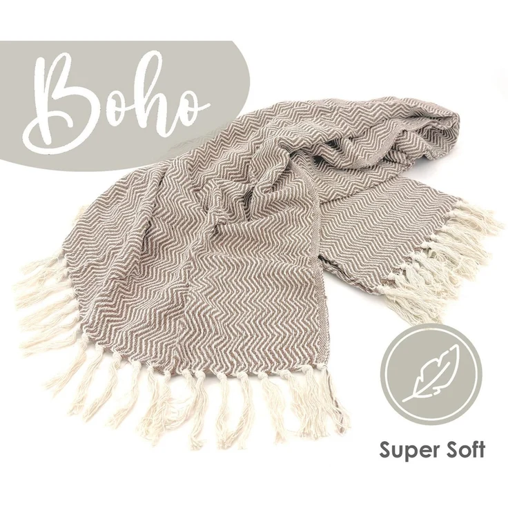 Wohndecke Strick Kuscheldecke Wolldecke Sofadecke 180x130 cm, heimtexland, Fransen Strickdecke Boho I 100% BW I weich, warm, natürlich – Bild 2