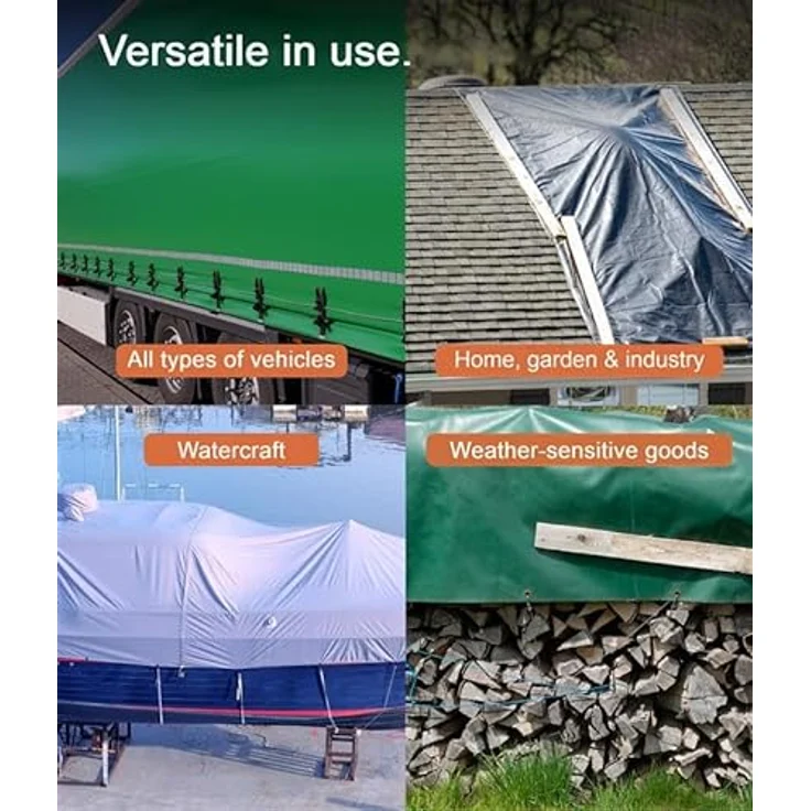 NEMAXX PLA36 Premium Abdeckplane 300x600 cm grün mit Ösen, 650 g/m² PVC wasserdicht&reißfest - hochwertige Plane universell für LKW, Pool, Holz Gartenmöbel - Abdeckung, Schutzplane, Gewebeplane, 18m² – Bild 5