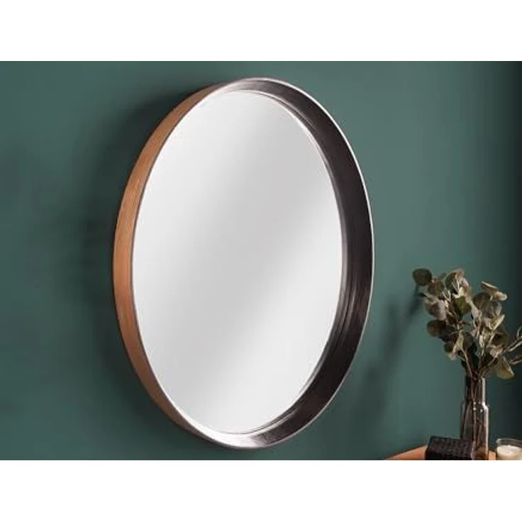 riess-ambiente Wandspiegel AMSTERDAM Ø70cm natur / schwarz (Einzelartikel, 1-St), Schlafzimmer · Eiche-Massivholz · Deko · handmade · rund · Flur – Bild 4