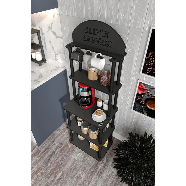 Skye Decor 'Lungo - Black' Kaffeestation, Schwarz, 50 x 140 x 30 cm – Bild 8