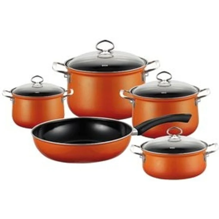 Riess Geschirr/Kochtopf Set 5-teilig mit Glasdeckel Emaille Nouvelle Corall – Bild 4