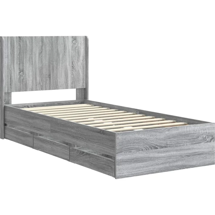 vidaXL Bettgestell mit Stauraum und Kopfteil Sonoma-Grau 90 x 190 cm 3413988 – Bild 4
