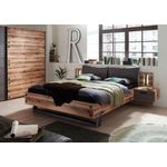 Stella Trading 'DOVER' Bettanlage mit Nachtkommoden & LED-Beleuchtung, Alpine Lodge Optik/Betonoxid, 180x200 cm