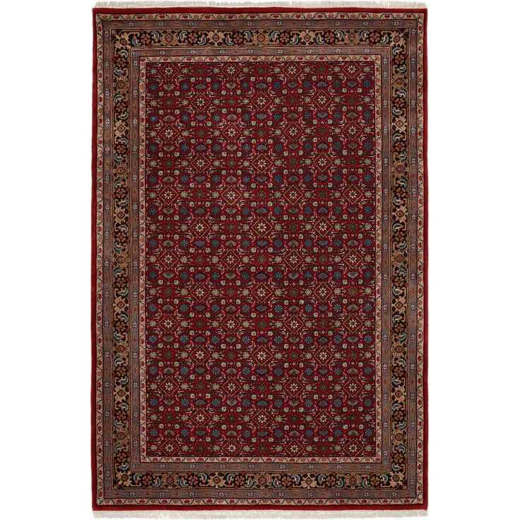 Rug and Roll Indo Herati Teppich, Rot, handgeknüpft, 100% Schurwolle, Rechteckig 40x60 cm, Fußbodenheizungsgeeignet