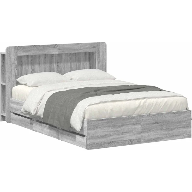 vidaXL Bettgestell mit Stauraum und Kopfteil Sonoma-Grau 150 x 200 cm 3434054 – Bild 2