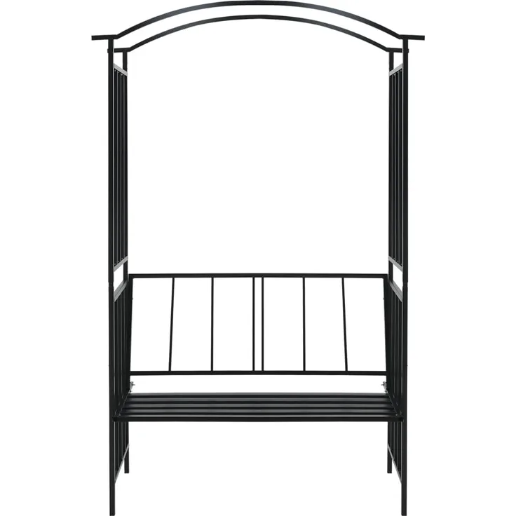 vidaXL Rosenbogen mit Bank Schwarz 128x50x207 cm Eisen 47093