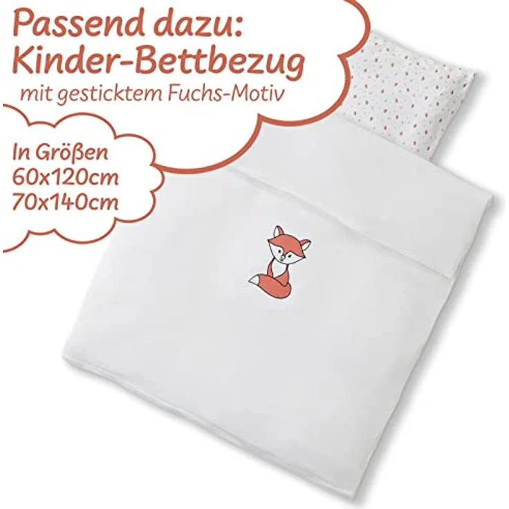 Koru Kids Spannbettlaken Motiv Fuchs, passend zu Kinderbettwäsche Fuchs, 100% Baumwolle, Gummizug: Rundum-Gummizug, (2 Stück), Liebevolles Design mit kleinen Füchsen und Sternchen – Bild 8