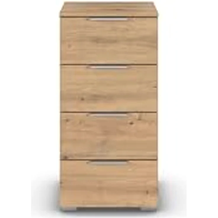 Rauch Möbel Alabama, Kommode für Schlafzimmer, Kinderzimmer, Garderobe, Flur, mit 4 Schubladen, Soft-Close-Funktion, Farbe Eiche Artisan, Holz, Griff Alufarben, Maße 40x81x42cm – Bild 4