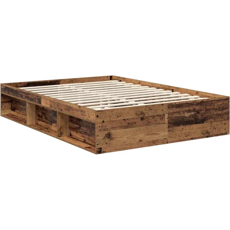 vidaXL Bettrahmen Altholz 140 x 190 cm Massives Kiefernholz 3413315 – Bild 4