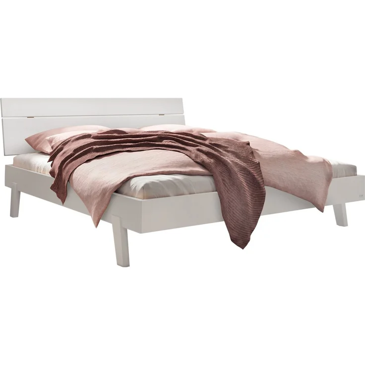 Hasena Bett Imperia Weiß mit konischen Holzfüßen 160x210 cm, Fußhöhe 20 cm MDF weiss deckend – Trento – Bild 1