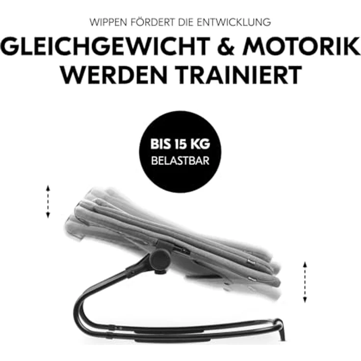 hauck 3in1 Babywippe für Alpha+, Beta+ & Arketa Holzhochstuhl, Ergonomische Babyliege für Babys ab Geburt bis 15 kg, mit 5-Punkt-Gurt, Sitzverkleinerer, Baumwollbezug (Dark Grey Melange) – Bild 6