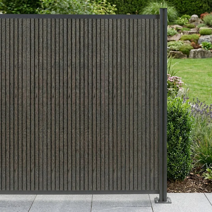 Gartenzaun Erweiterungsmodul Grassano mit 1 Pfosten 185x175 cm WPC Grau [neu. holz] – Bild 3