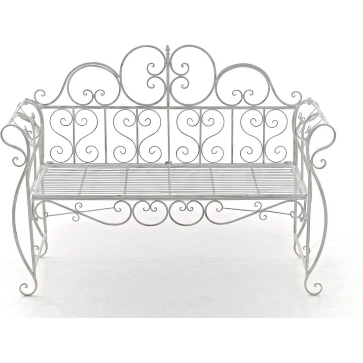 Gartenbank LENAR - Metall Weiß 128x46x94 cm | Metallbank Garten 2 Seitzer Bank Terrasse Vintage Antik Gartenbank – Bild 2