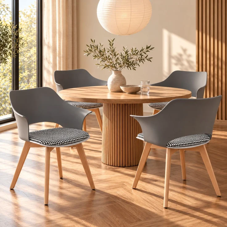 ALBATROS Esszimmerstühle 4er Set AALBORG, Weiß - Beine aus Buche Massiv-Holz, Skandinavisches Retro-Design, bequemer Schalenstuhl - Eleganter Küchenstuhl, Stuhl Esszimmer für Esstisch – Bild 2