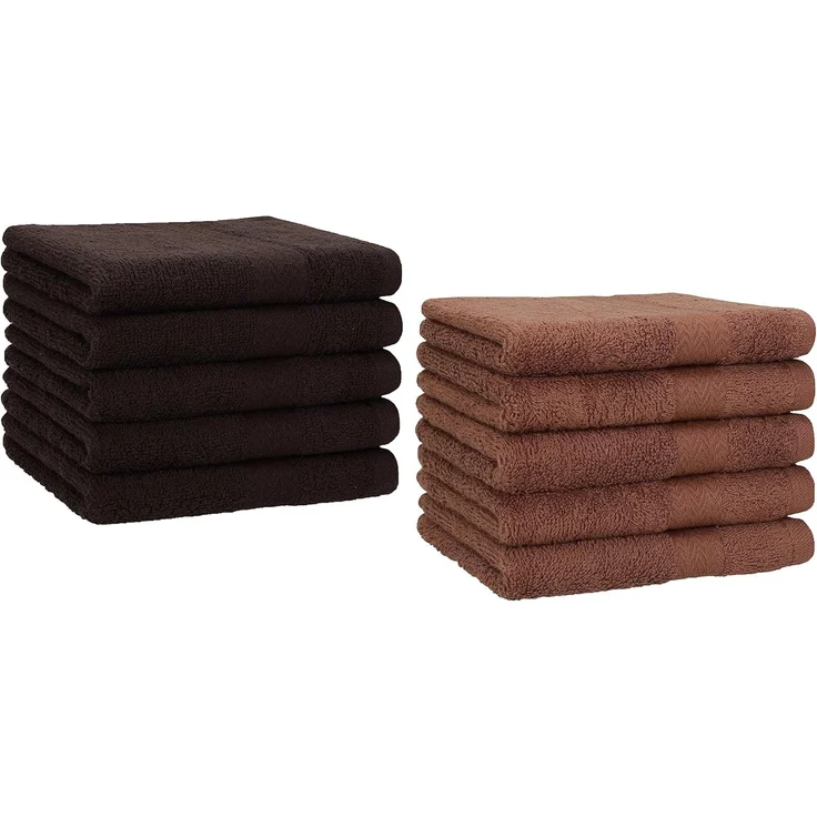 Betz Gästehandtücher 10 Stück Premium 30x50 cm Farbe dunkelbraun und nussbraun, 100% Baumwolle, 100% Baumwolle – Bild 1