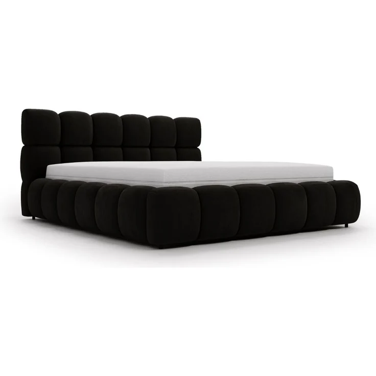 GRAINGOLD Modo Polsterbett 180x200, Doppelbett mit Kopfteil, groß Stauraum, Velour-Stoff, Schwarz – Bild 2