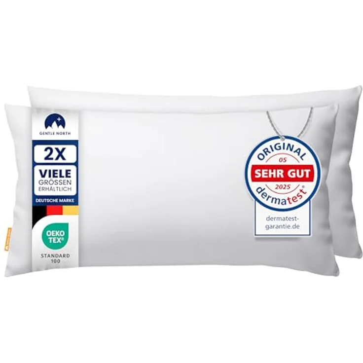 Gentle North Kopfkissen (40x80 cm groß) - 2er Set Kissen für Bett und als Dekokissen - Mit Reißverschluss für Füllung - Sofakissen - Zierkissen für Couch und Sofa - Ökotex - Waschbar bis 60° - Weiß – Bild 2