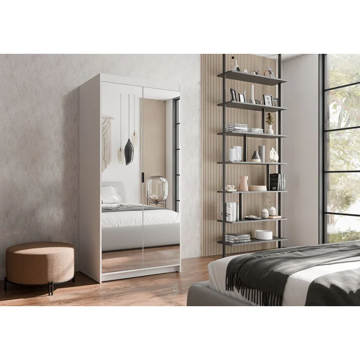 AX LIVING Schrank mit Spiegel Weißen Kleiderschrank Storicos 2T 89,7cm – Bild 3