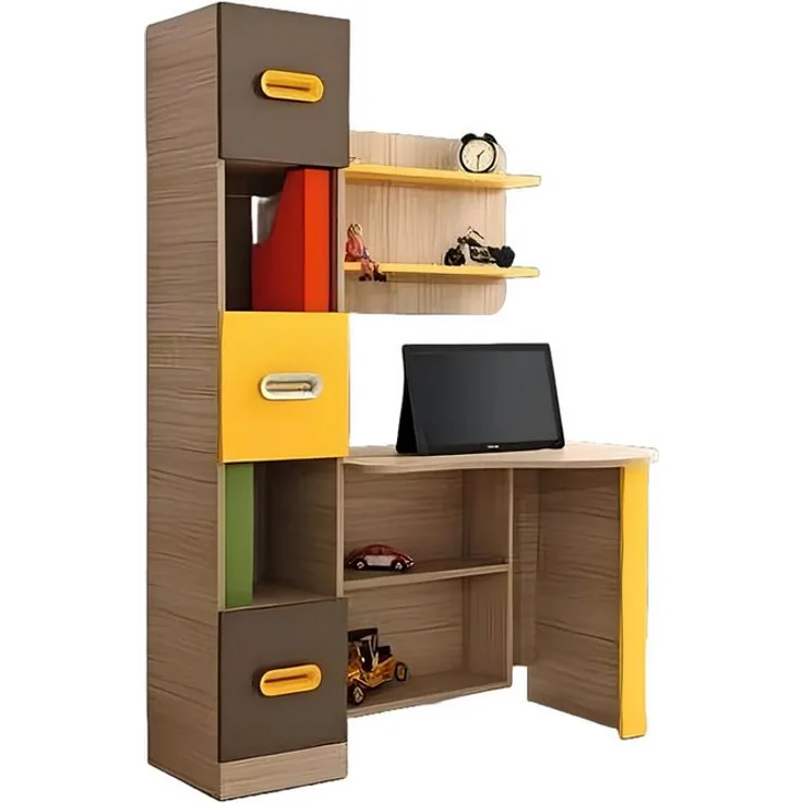 JVmoebel Schreibtisch Modernes Büro Möbel mit Regalen in Gelb und Braun, Funktionales Design für kreatives Arbeiten, Made in Europa