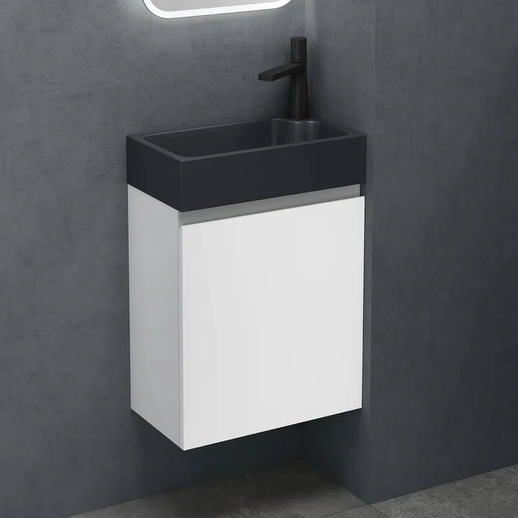 doporro Badmöbel-Set Badezimmerschrank Waschbeckenunterschrank Wandmontage Pisa02