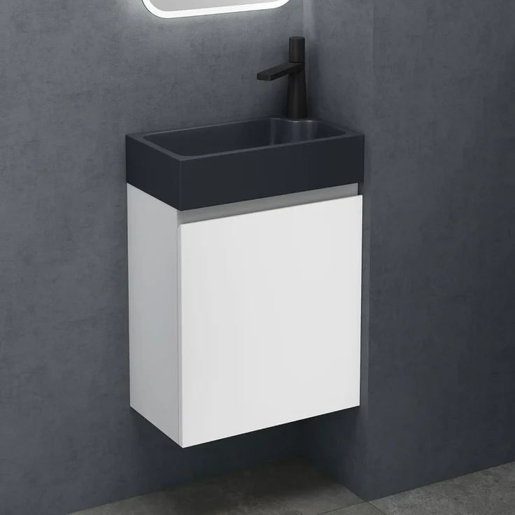 doporro Badmöbel-Set Badezimmerschrank Waschbeckenunterschrank Wandmontage Pisa02