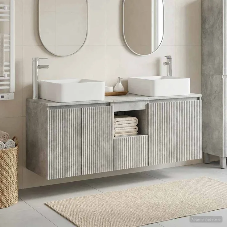 vidaXL Badezimmerschrank-Set 3 stk. Betongrau 135 x 35 x 80 cm 3405660