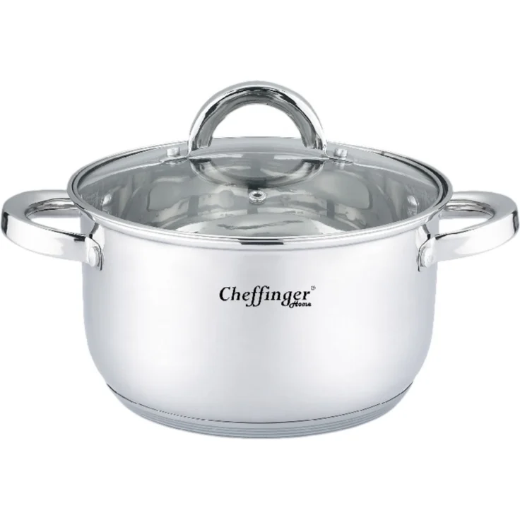 Kochtopf Topf Ø28cm Edelstahl mit Glasdeckel 10L Induktion Cheffinger CF-SS28 – Bild 1
