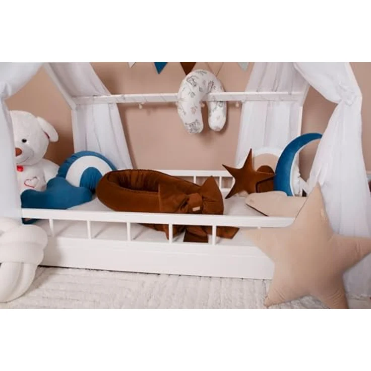 Kuschelnest Babynest Babynestchen Nestchen Reisebett Wickelauflage mit Schleife (Farbe: cappuccinofarben) – Bild 8