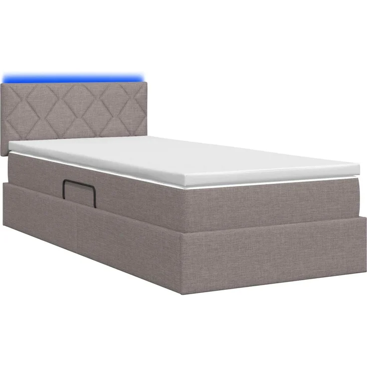 vidaXL LED-Speicherbett mit Matratze Taupe 100 x 200 cm Stoff 3459108 – Bild 9