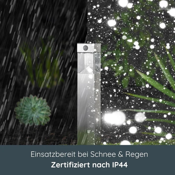 MeLiTec Solar Gartenleuchte rund/ eckig mit Bewegungsmelder, Edelstahl silber / anthrazit : Edelstahl matt : Eckig – Bild 3